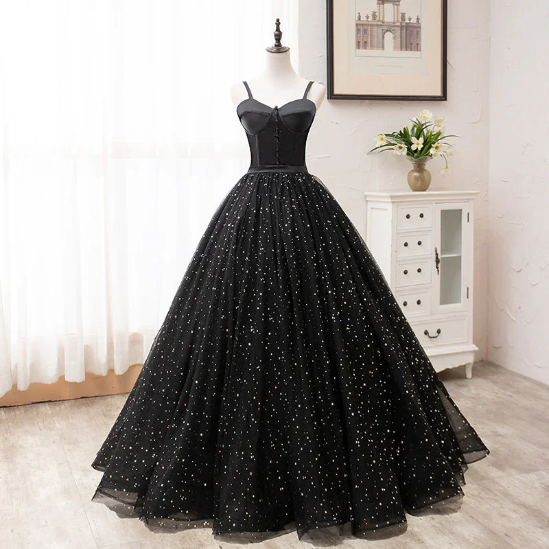 women's mother of the bride dressesBlack tulle long prom gown black evening dress  8456