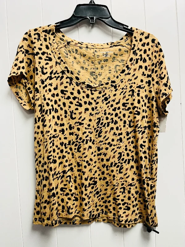 women's tops with cold-shoulder cuts and lace detailingTop Short Sleeve By Banana Republic In Animal Print, Size: Large