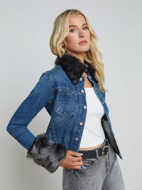 casual women's coatscasual women's coatsShea Shearling Denim Jacket