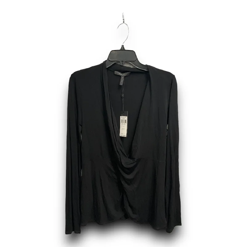 women's tops for creating capsule wardrobesTop Long Sleeve Basic By Bcbgmaxazria In Black, Size: S