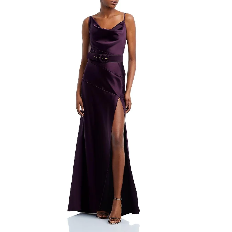 Asymmetric DressAqua Womens   Satin Evening Wear Evening Dress