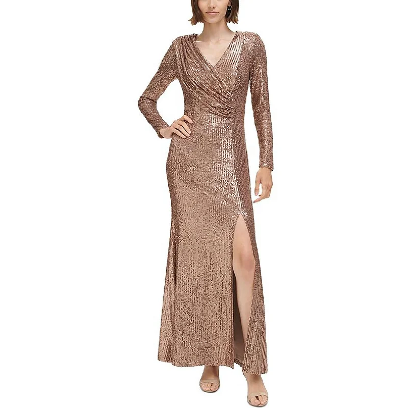 Petite DressEliza J Womens Full Length Sequined Evening Dress