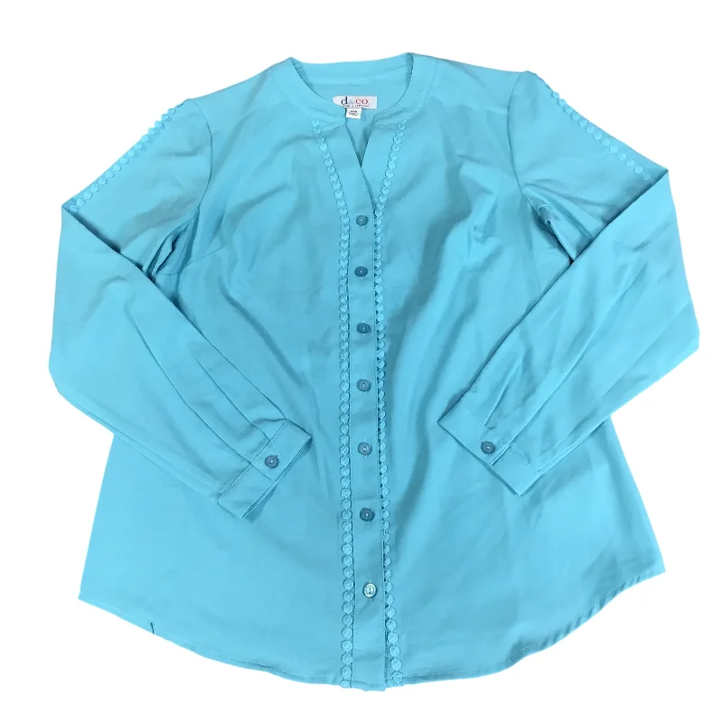 women's tops for those who love to dress up their casual looks with stylish topsTop Long Sleeve By Denim And Co Qvc In Blue, Size: Xxs