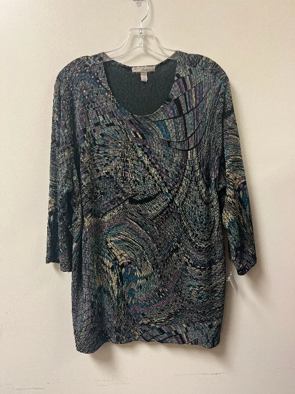 women's tops for summer festivalsTop Long Sleeve By Jm Collections In Purple, Size: 3x