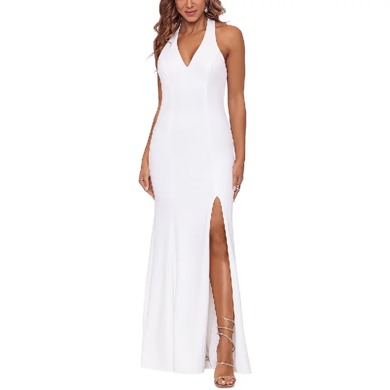 women's halter dressesXscape Womens Knit Halter Evening Dress