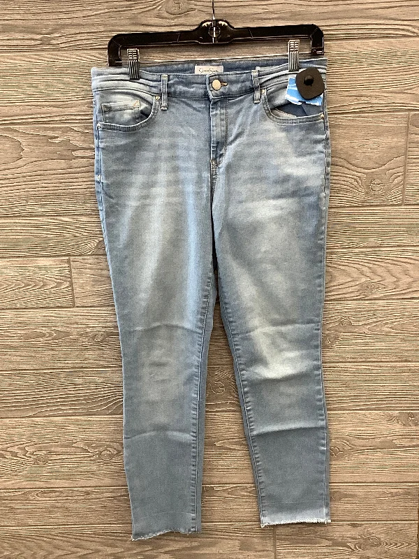 women's denim jeans with lace trimJeans Cropped By Jessica Simpson In Blue Denim, Size: 8