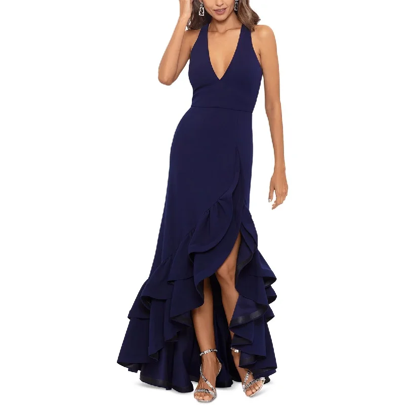 Trumpet DressBetsy & Adam Womens Ruffled V-Neck Evening Dress