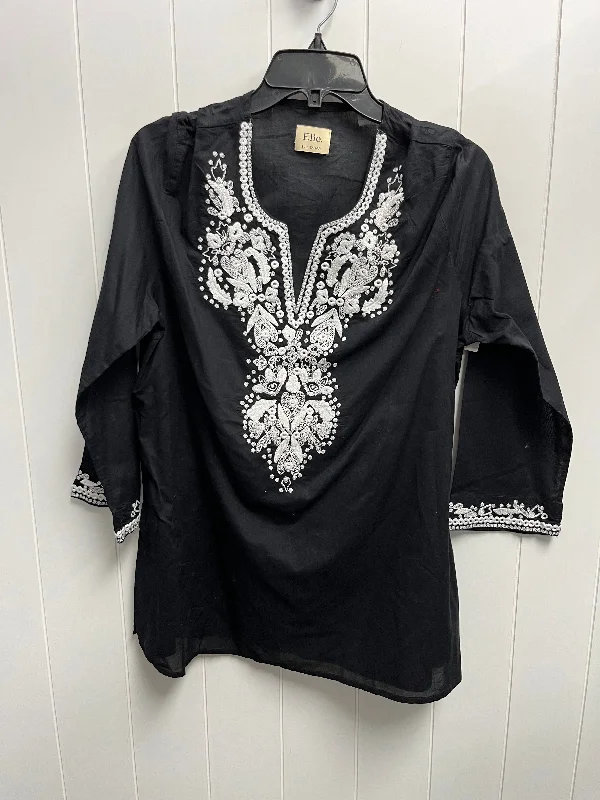 women's tops for mixing and matching with different bottomsTop Long Sleeve By Elie Tahari In Black & White, Size: M