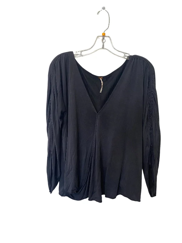 women's tops with sheer overlaysTop Long Sleeve By Free People In Black, Size: M