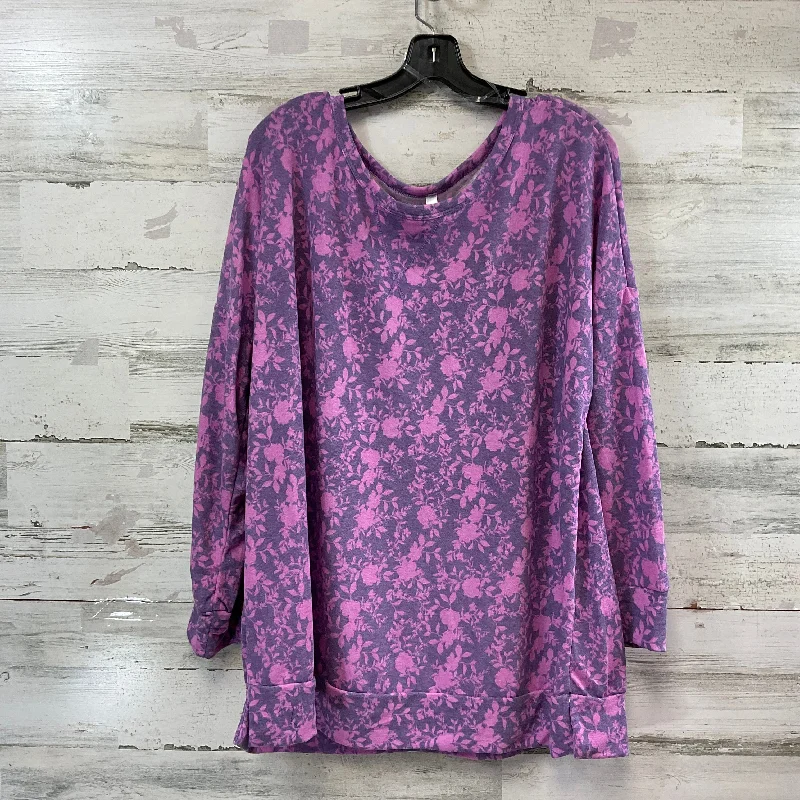 women's tops with asymmetrical designsTop Long Sleeve By DEAR SCARLETT In Purple, Size: 2x