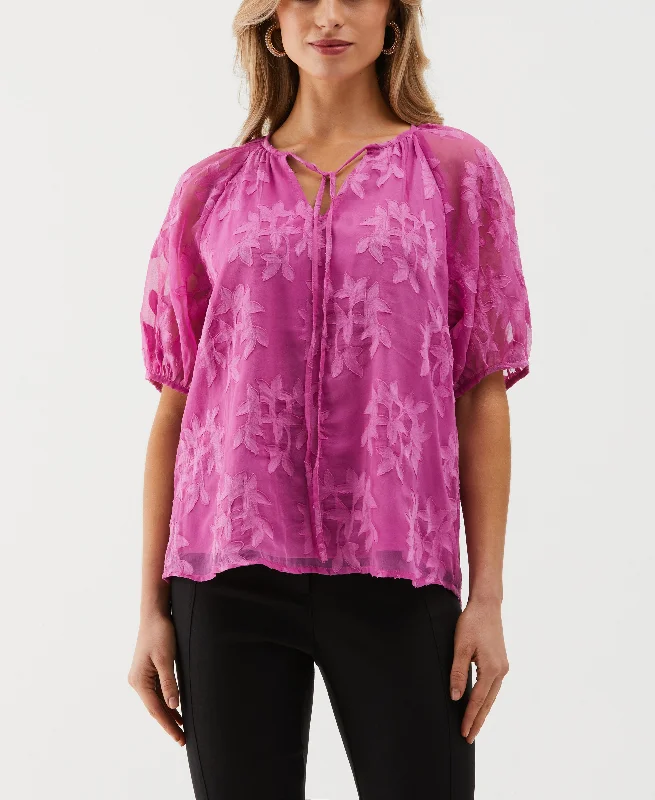 women's tops for those who prefer classic over trendy stylesTie Top Raglan Sleeve Blouse