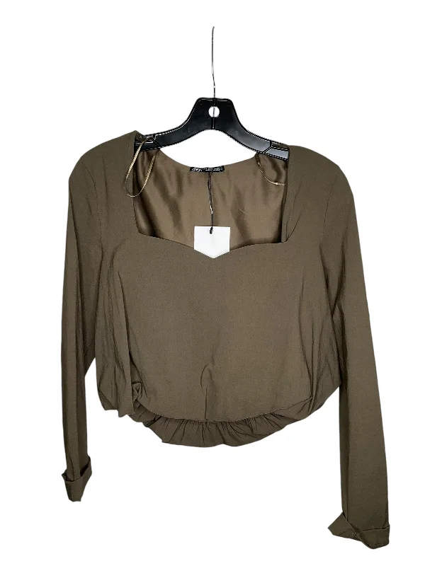 cropped women's topsTop Long Sleeve By Zara In Green, Size: S