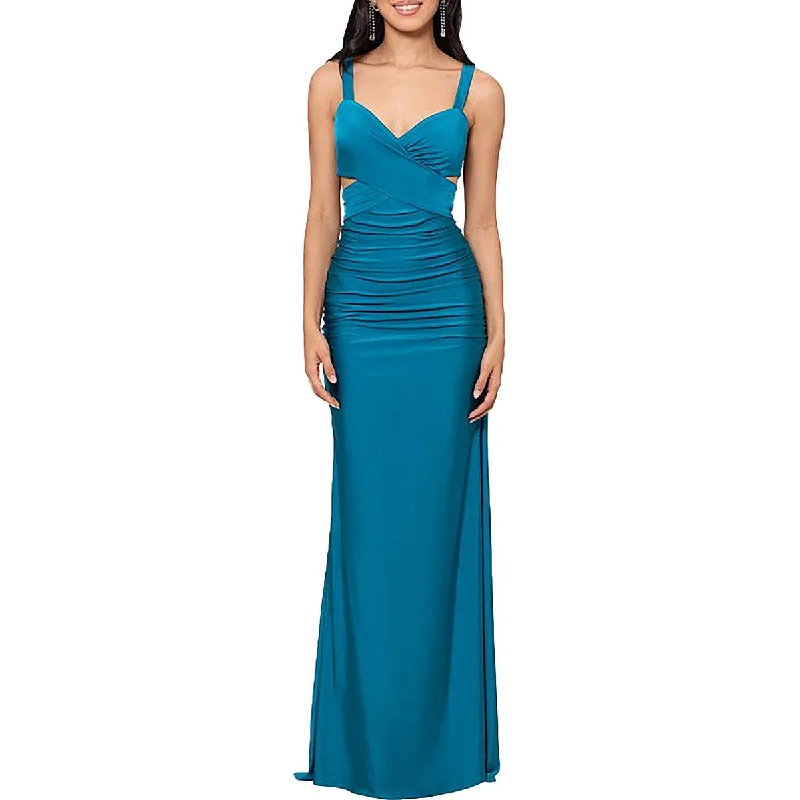 Tiered DressBlondie Nites Womens Juniors Full Length Cut-Out Evening Dress