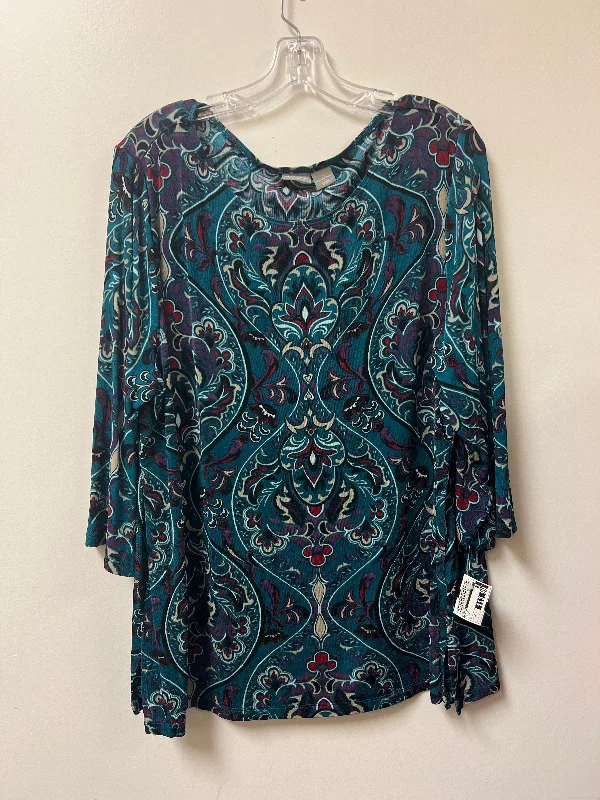 women's tops for relaxed weekendsTop Long Sleeve By Chicos In Multi-colored, Size: 2x