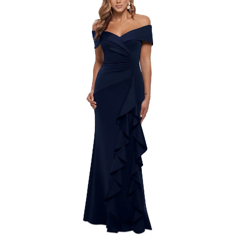 women's stylish dressesXscape Womens Ruffled Off-The-Shoulder Evening Dress