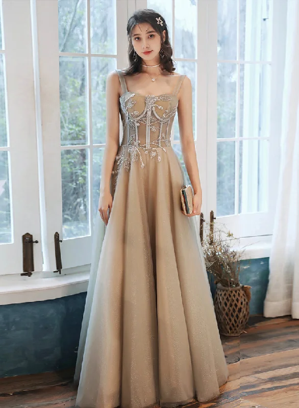 Embellished DressLovely tulle lace long prom dress evening dress  8486