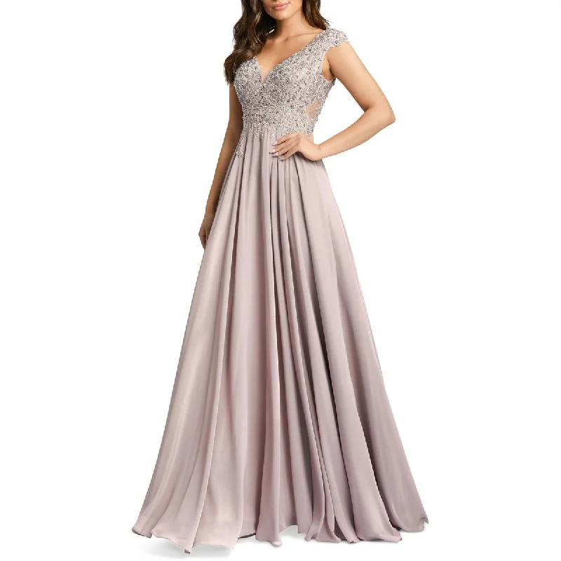 women's solid color dressesMac Duggal Womens Embellished Sleeveless Evening Dress