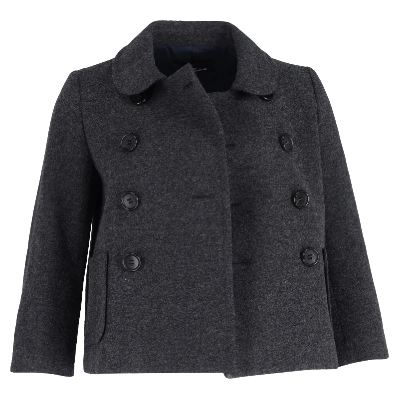 women's coats for cozy nights inwomen's coats for cozy nights inComme des Garçons Double-Breasted Short Jacket in Grey Wool