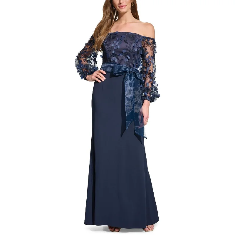 Designer DressEliza J Womens Full Length Embroidered Evening Dress