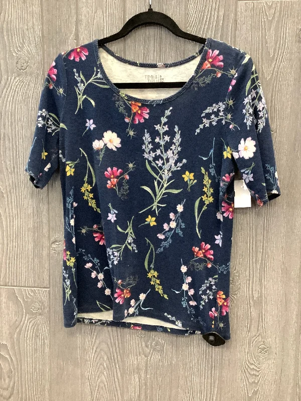 women's stylish topsTop Short Sleeve By Time And Tru In Floral Print, Size: S