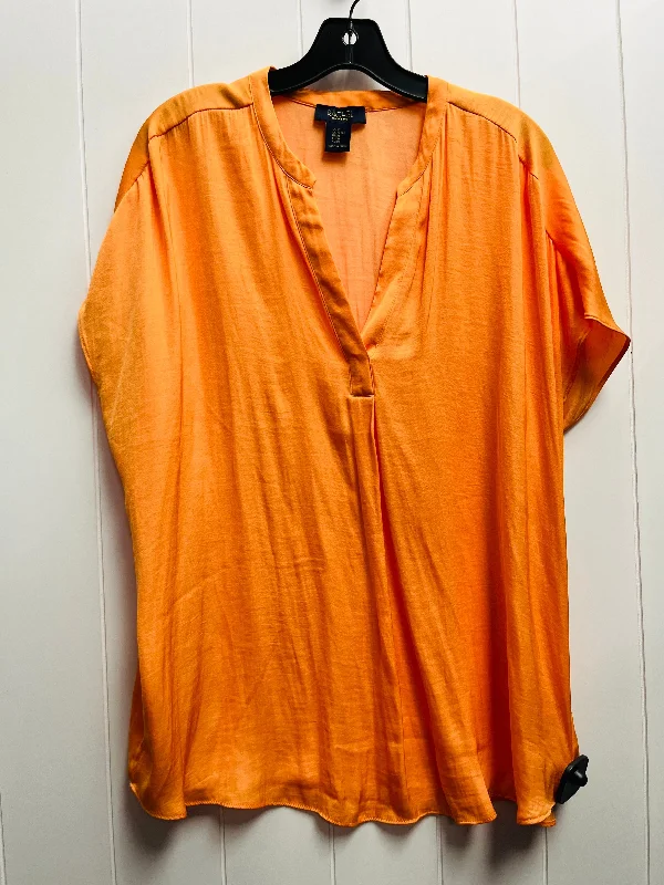 women's tops for everyday eleganceTop Short Sleeve By Rachel Zoe In Orange, Size: Xl