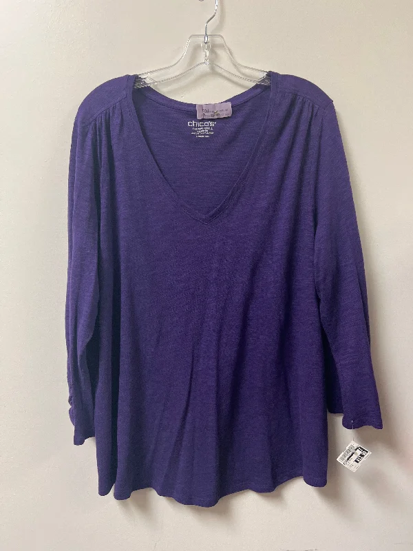 women's tops for casual FridaysTop Long Sleeve Basic By Chicos In Purple, Size: 2x