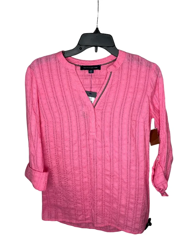 women's tops with cold-shoulder cutsTop Long Sleeve By Tommy Hilfiger In Pink, Size: Xs