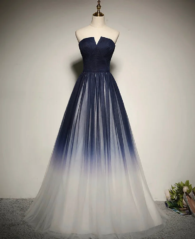 Plus-Size DressBlue tulle long prom dress evening dress  8286