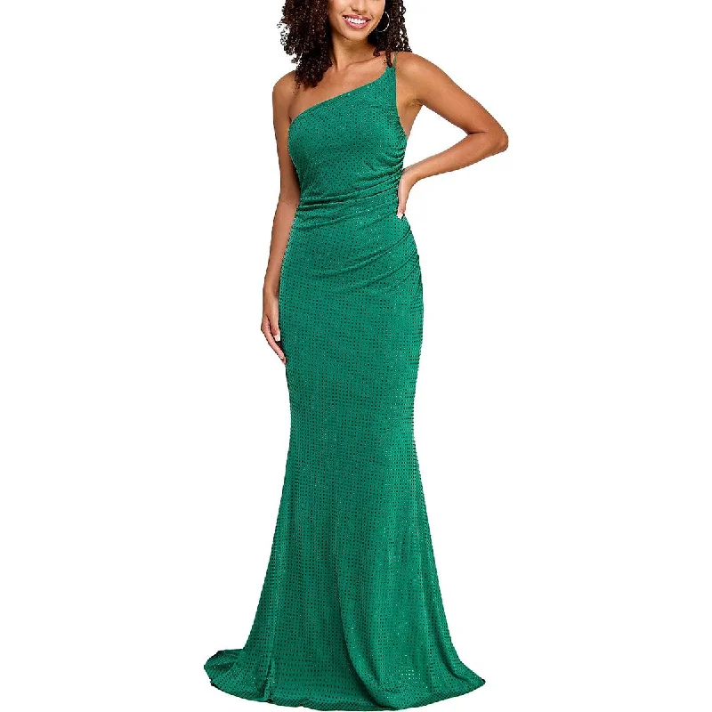 Statement DressCrystal Doll Womens Juniors Rhinestone One Shoulder Evening Dress