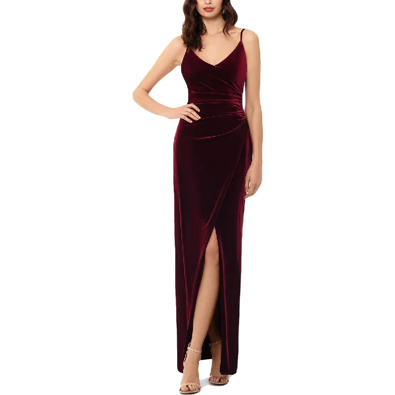 women's prom dressesB&A by Betsy and Adam Womens Velvet Side Slit Evening Dress