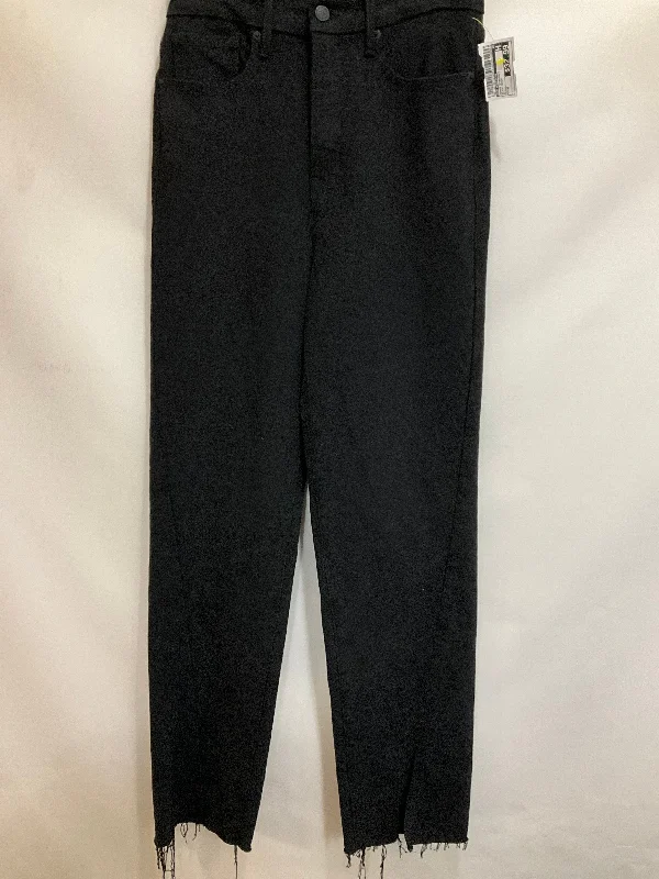 women's denim jeans with patchesJeans Straight By Good American In Black Denim, Size: 6