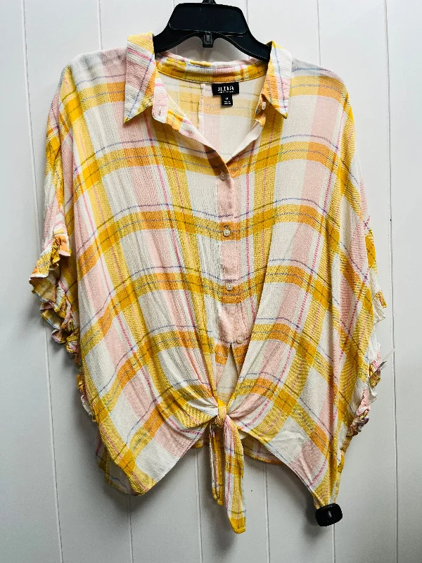 women's tops for those who want to create outfits that reflect their personal style and sense of fashionTop Short Sleeve By Ana In Pink & Yellow, Size: Xl