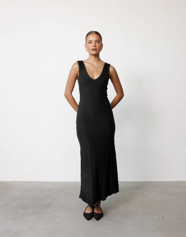 Retro DressAurelia Maxi Dress (Black)