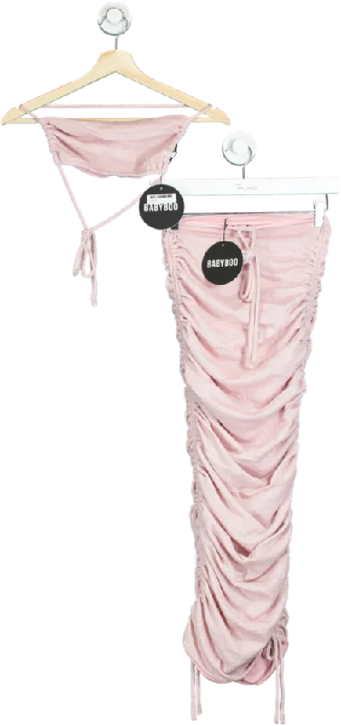 Babyboo Pink Two-Piece Ruched Maxi Skirt Set UK XS