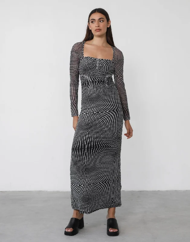 women's lace-up dressesBea Maxi Dress (Black Print)