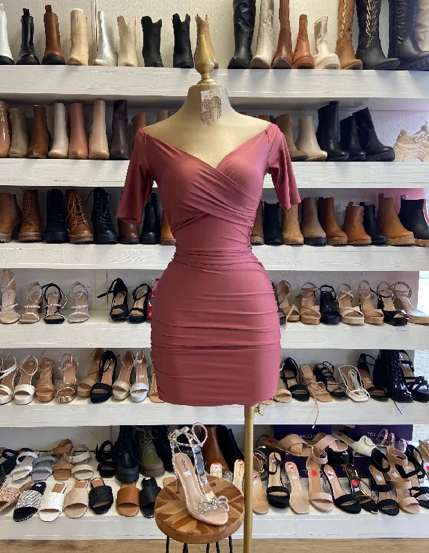 Elegant DressMauve Velvet Mini Dress