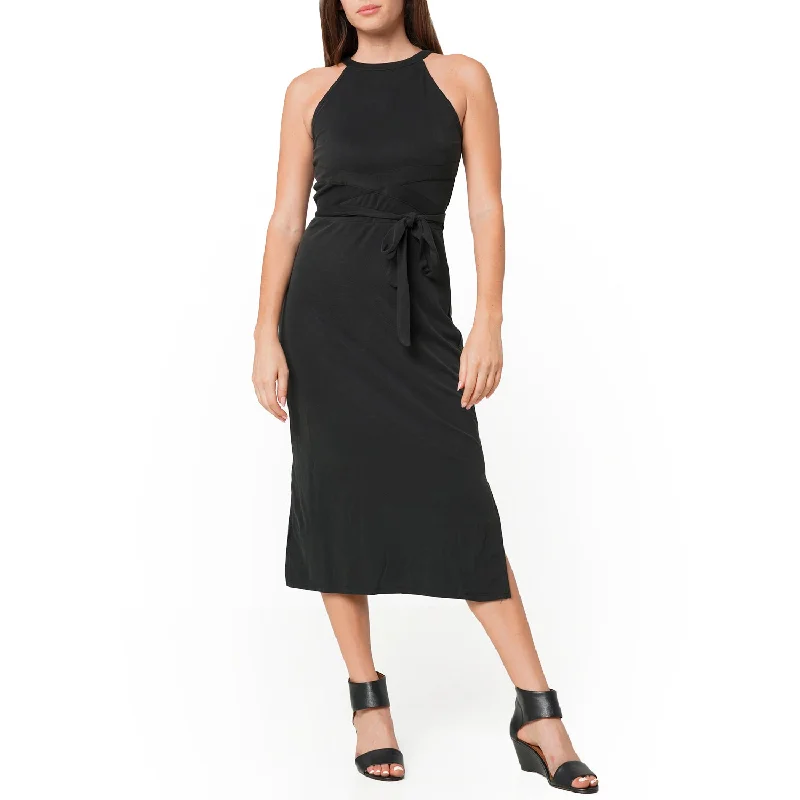 women's high-end dressesWomen's Haltered Sheath Midi Dress In Black