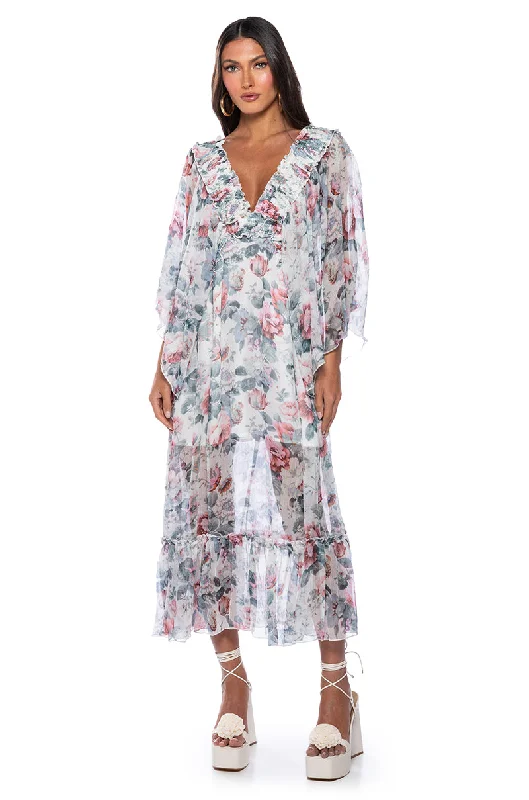 Cut-Out DressWHAT A TIME FLORAL MAXI DRESS