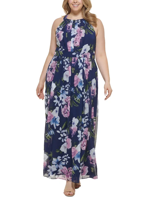 women's bodycon dressesPlus Womens Floral Halter Maxi Dress