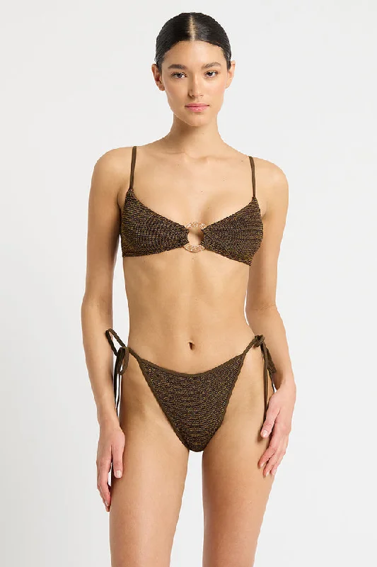 Monokini with Cut-Outs FemaleRing Lissio Crop Cocoa Lurex