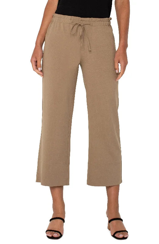 women's casual pantsPULL-ON TIE WAIST WIDE LEG ANKLE