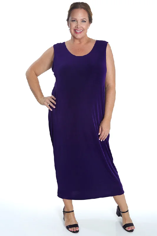 women's bridal pantsVikki Vi Classic Royal Purple Maxi Tank Dress