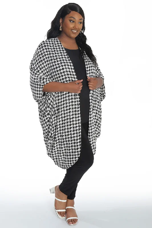 women's cropped pantsVikki Vi Houndstooth Duster Length Cocoon