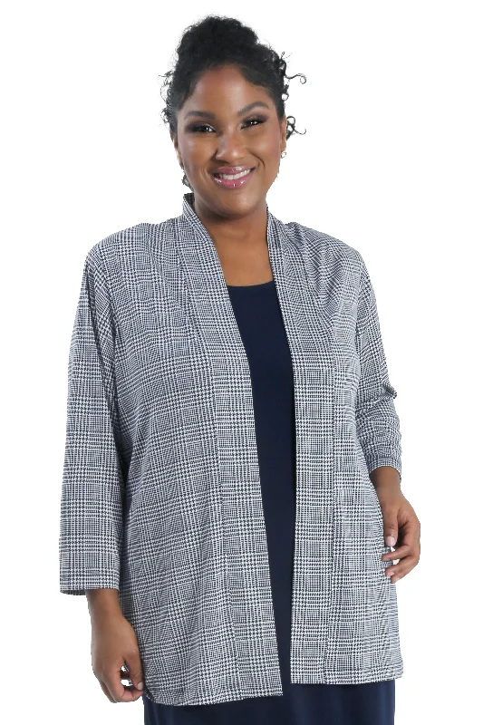 women's jogger pantsVikki Vi Navy Plaid Kimono Jacket