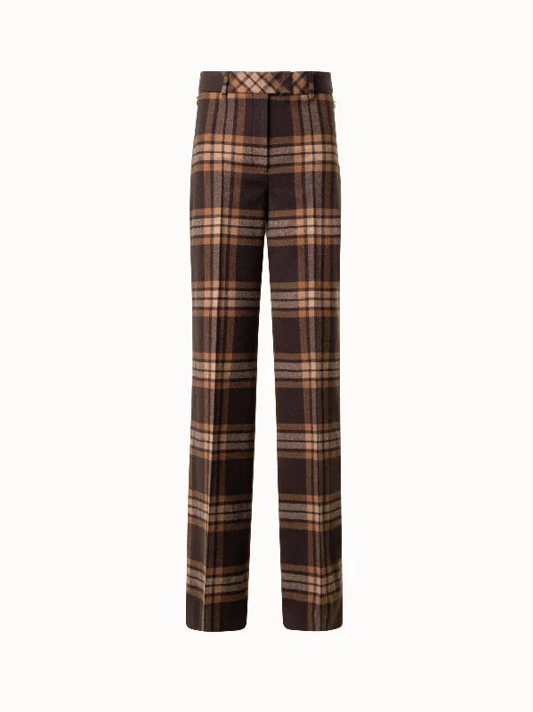 women's slim-fit pantsWide Check Pants in Wool Flannel