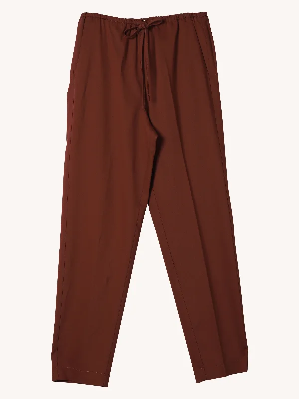 women's drawstring pantsWOOL TWILL ELASTIC PANT