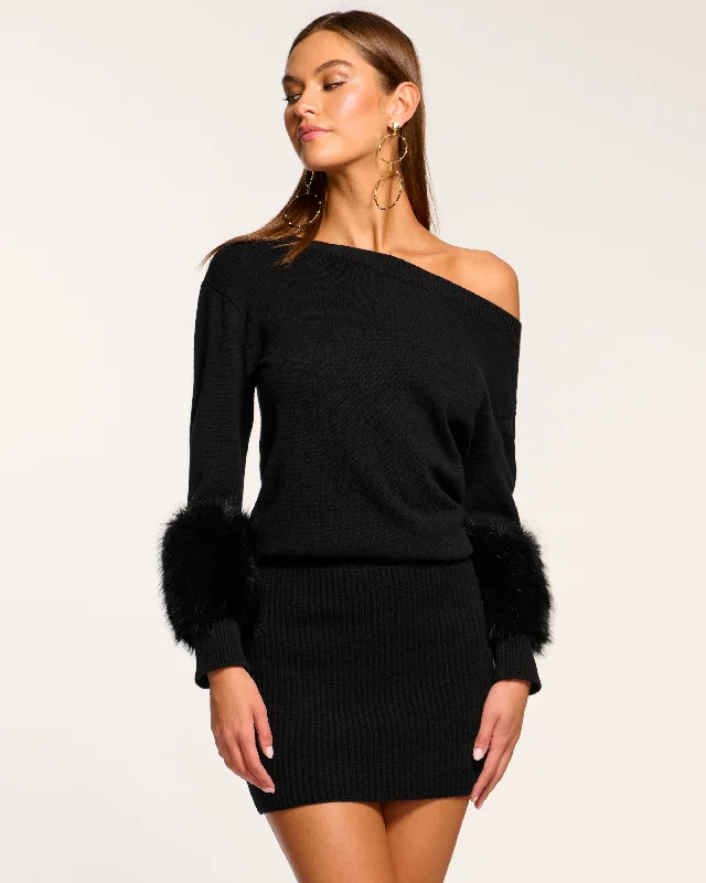 women's fashionable dressesCyrus Off-The-Shoulder Sweater Dress