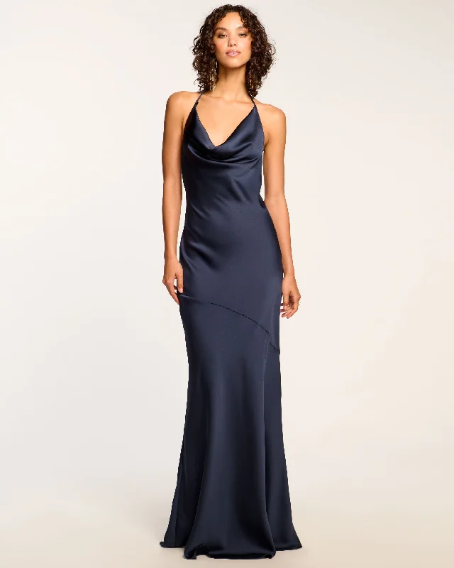 Lace DressHaleigh Cowl Neck Halter Gown