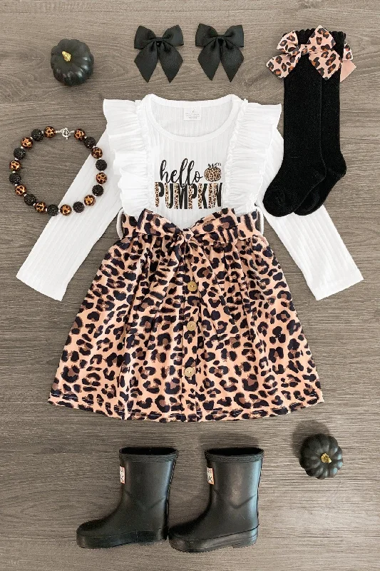 High-Low Dress"Hello Pumpkin" Leopard Pocket Dress