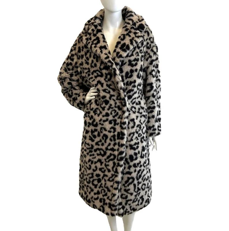 women's breathable dressesMax Mara Animal Print Faux Fur Coat